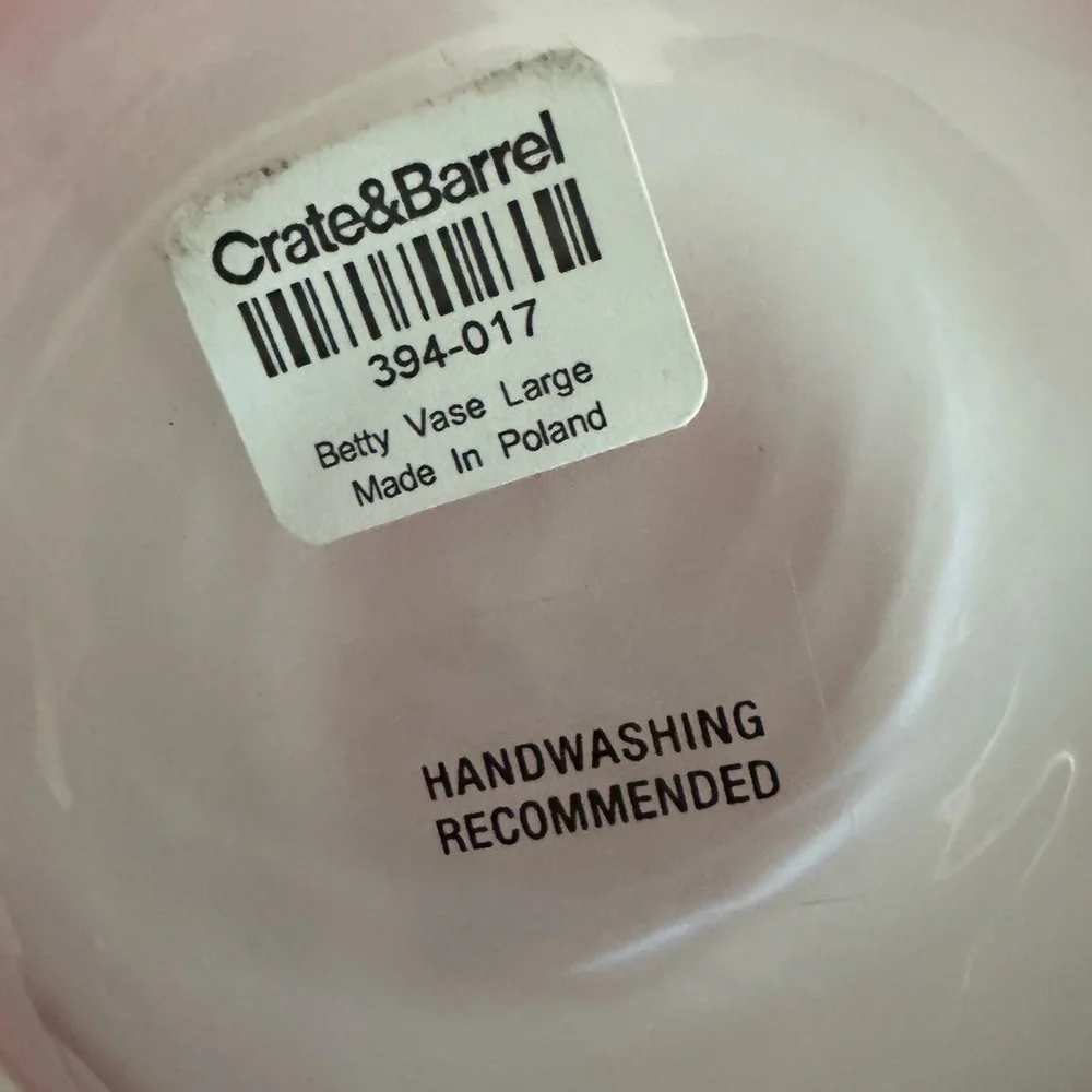 Crate&Barrel Vintage Art White cut to Coral pink made in Poland